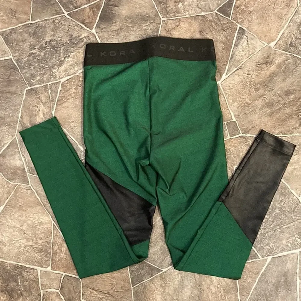 NWOT KORAL Women's Green Amber Shantung Leggings Size SMALL - Picture 7 of 8